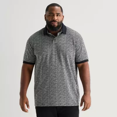 Shaquille O'Neal XLG™ Jacquard Texture Big and Tall Mens Regular Fit Short Sleeve Polo Shirt