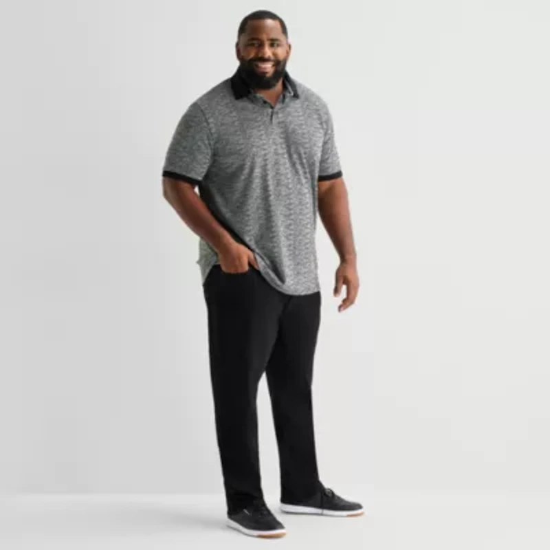Shaquille O'Neal XLG™ Jacquard Texture Big and Tall Mens Regular Fit Short Sleeve Polo Shirt