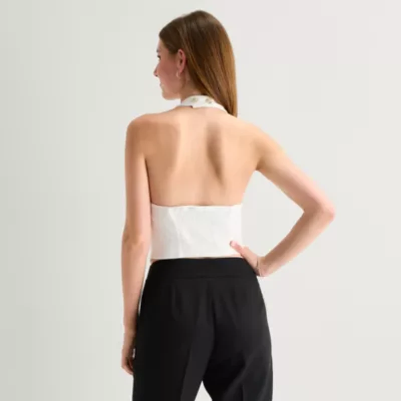 by&by Womens Juniors V Neck Sleeveless Vest