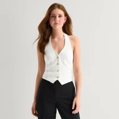 by&by Womens Juniors V Neck Sleeveless Vest