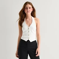 by&by Womens Juniors V Neck Sleeveless Vest