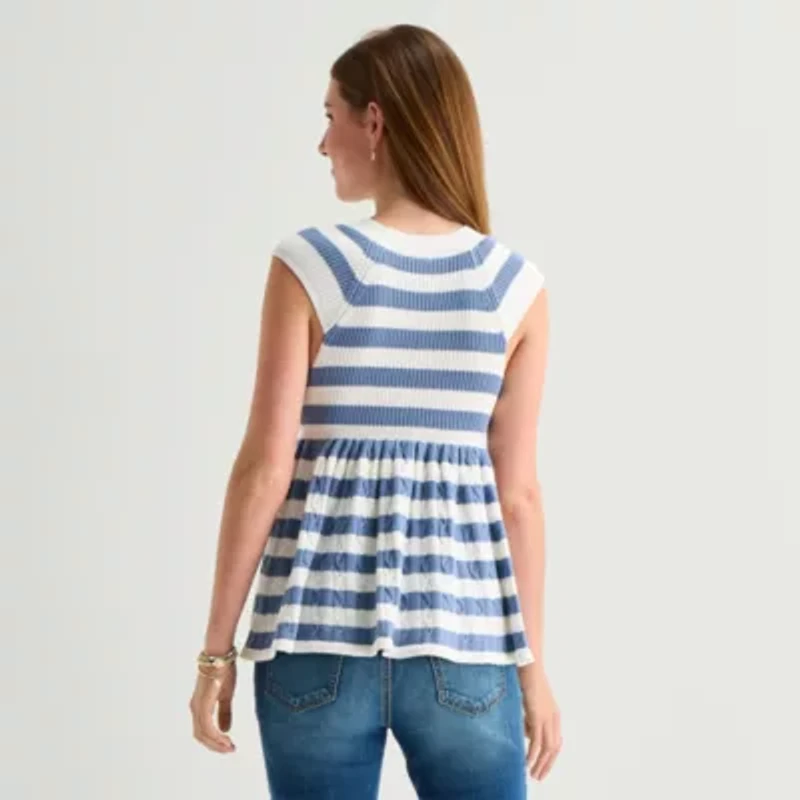 Arizona Womens Juniors Short Sleeve Babydoll Top