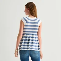 Arizona Womens Juniors Short Sleeve Babydoll Top