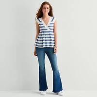 Arizona Womens Juniors Short Sleeve Babydoll Top