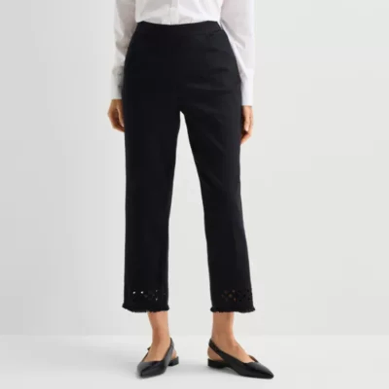 Alfred Dunner Detail Driven Womens Straight Ankle Pant