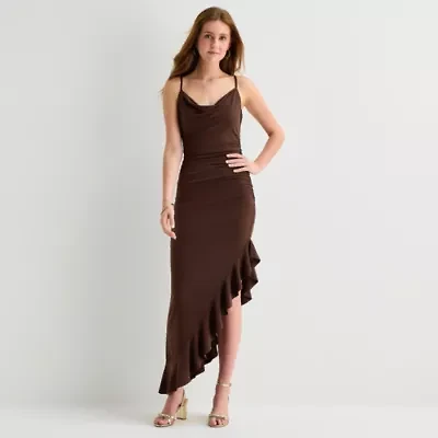 Emerald Sundae Womens Juniors Draped Neck Sleeveless Bodycon Dress