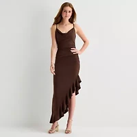 Emerald Sundae Womens Juniors Draped Neck Sleeveless Bodycon Dress