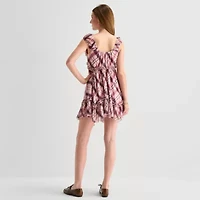 Arizona Womens Juniors Short Sleeve Babydoll Dress