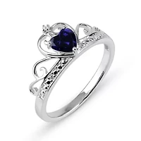 Heart-Shaped Simulated Amethyst & Cubic Zirconia Sterling Silver Ring
