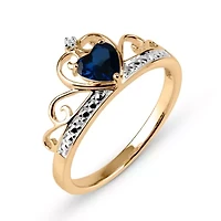 Heart-Shaped Simulated Amethyst & Cubic Zirconia 18K Gold Over Silver Ring