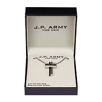 J.P. Army Men's Jewelry Stainless Steel 24 Inch Link Cross Pendant Necklace