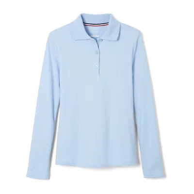 French Toast Little & Big Kid Girls Round Neck Long Sleeve Regular Fit Polo Shirt