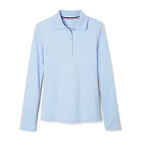 French Toast Little & Big Kid Girls Round Neck Long Sleeve Regular Fit Polo Shirt