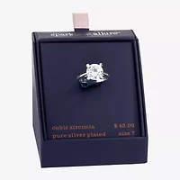 Sparkle Allure Womens Cubic Zirconia Pure Silver Over Brass Round Solitaire Engagement Ring