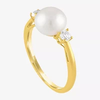 Gemstone 10K Gold 3-Stone Oval Cocktail Ring