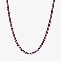 Womens Purple Amethyst 18K Gold Over Silver Tennis Necklace