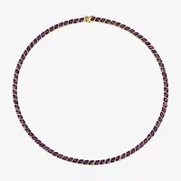 Womens Purple Amethyst 18K Gold Over Silver Tennis Necklace