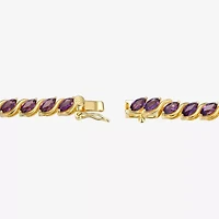 Womens Purple Amethyst 18K Gold Over Silver Tennis Necklace