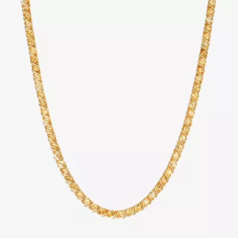 Womens Orange Citrine 18K Gold Over Silver Tennis Necklace