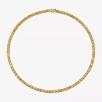 Womens Orange Citrine 18K Gold Over Silver Tennis Necklace