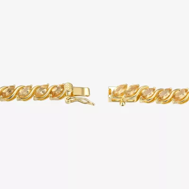 Womens Orange Citrine 18K Gold Over Silver Tennis Necklace