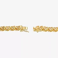 Womens Orange Citrine 18K Gold Over Silver Tennis Necklace