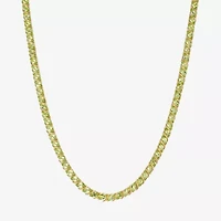 Womens Green Peridot 18K Gold Over Silver Tennis Necklace
