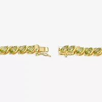 Womens Green Peridot 18K Gold Over Silver Tennis Necklace