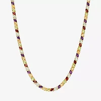 Womens Genuine Multi-Stone 18K Gold Over Silver Tennis Necklaces