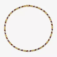 Womens Genuine Multi-Stone 18K Gold Over Silver Tennis Necklaces