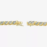 Womens Genuine Blue Topaz 18K Gold Over Silver Tennis Bracelet