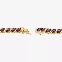 Womens Genuine Purple Amethyst 18K Gold Over Silver Tennis Bracelet