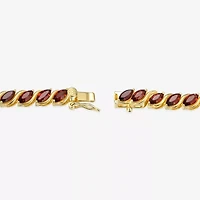 Womens Genuine Red Garnet 18K Gold Over Silver Tennis Bracelet