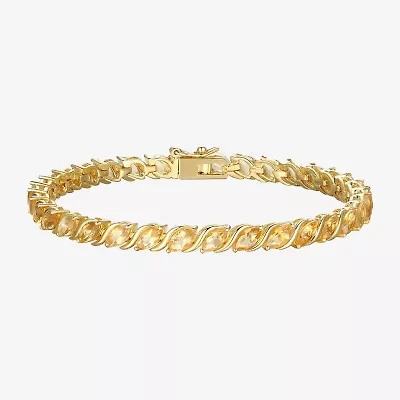 Womens Genuine Orange Citrine 18K Gold Over Silver Tennis Bracelet