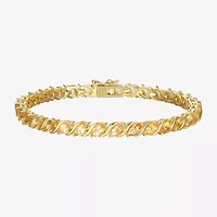 Womens Genuine Orange Citrine 18K Gold Over Silver Tennis Bracelet