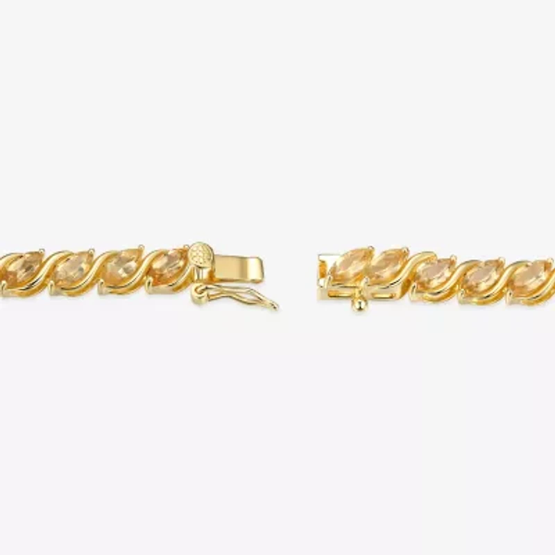 Womens Genuine Orange Citrine 18K Gold Over Silver Tennis Bracelet
