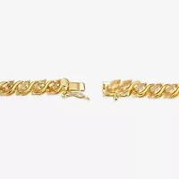 Womens Genuine Orange Citrine 18K Gold Over Silver Tennis Bracelet
