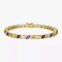Genuine Mulit-Stone 18K Gold Over Silver Tennis Bracelet