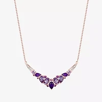 Womens Purple Amethyst 14K Rose Gold Over Silver 18 Inch Chevron Necklace