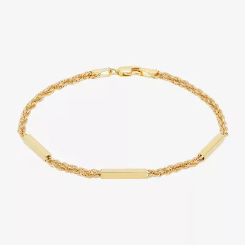 Made in Italy 10K Gold Hollow Bar Station Bracelet