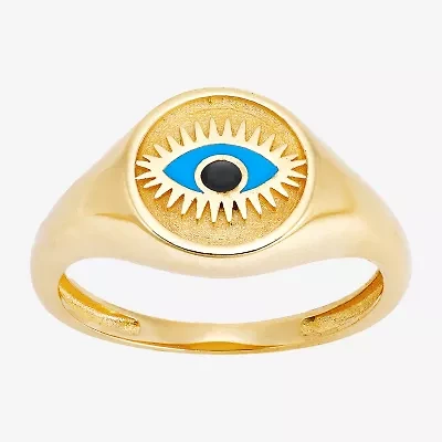 Womens 14K Gold Evil Eye Signet Ring