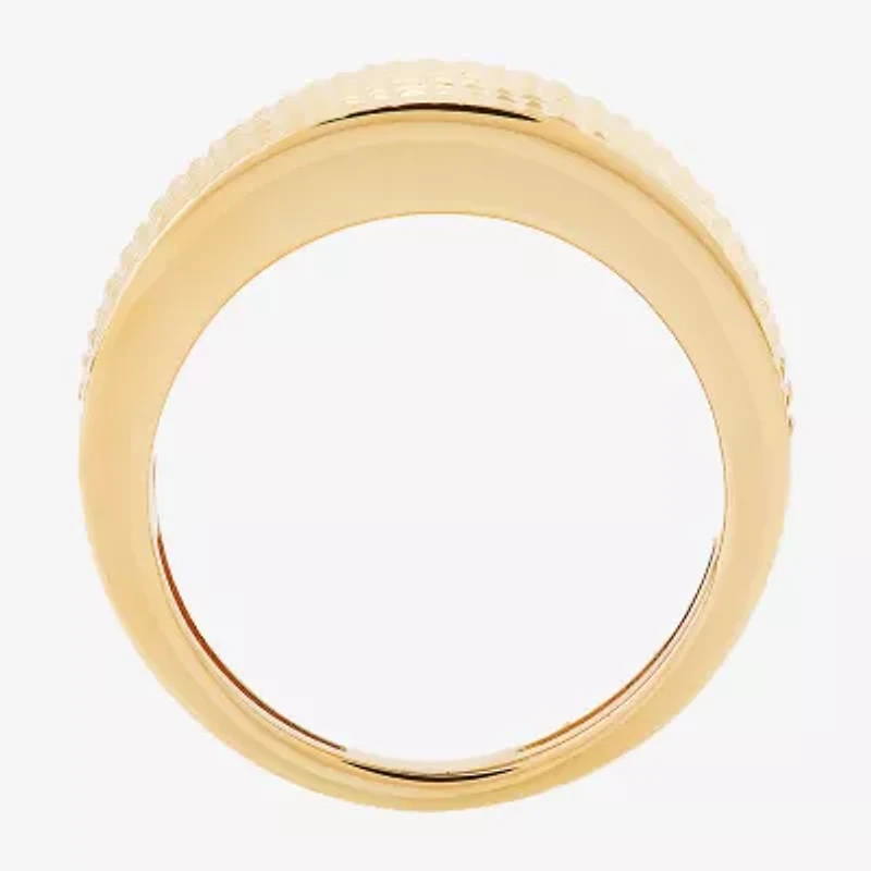 Made Italy Textured Womens 11.5MM 14K Gold Dome Band