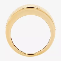 Made Italy Textured Womens 11.5MM 14K Gold Dome Band