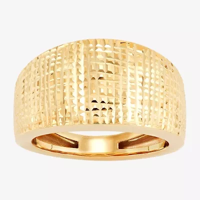 Made Italy Textured Womens 11.5MM 14K Gold Dome Band