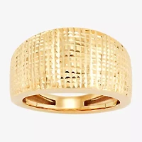 Made Italy Textured Womens 11.5MM 14K Gold Dome Band