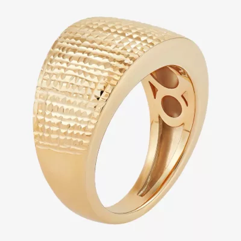 Made Italy Textured Womens 11.5MM 14K Gold Dome Band
