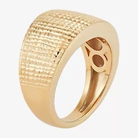 Made Italy Textured Womens 11.5MM 14K Gold Dome Band