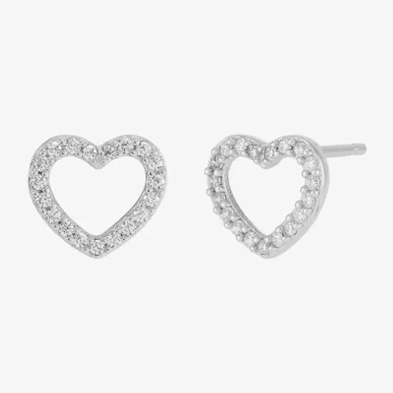 Diamonart Womens Cubic Zirconia Sterling Silver Heart 3 Pair Earring Set