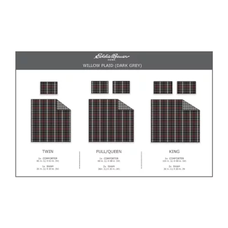 Eddie Bauer Willow Plaid Midweight Comforter Set