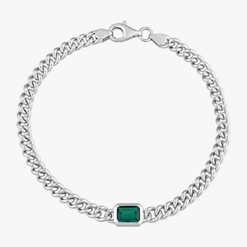 Womens Sterling Silver 7.5 Inch Solid Curb Chain Bracelet